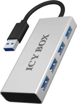 Hub USB ICY BOX 4-port USB 3.0 Type-A with USB 3.0 Type-A interface Silver (IB-AC6104)