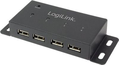 Hub USB LogiLink Metal USB 2.0 Type-A 4-portowy Black (UA0141A)