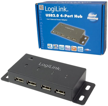 USB-хаб LogiLink Metal USB 2.0 Type-A 4-портовий Black (UA0141A)