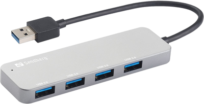 Hub USB Sandberg SAVER USB 3.0 to 4 x USB 3.0 Silver (5705730333880)