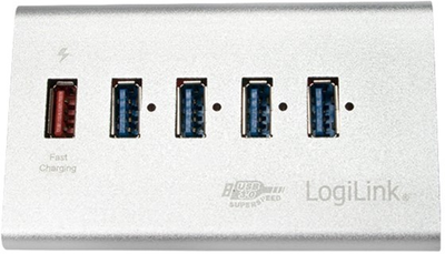 USB-хаб LogiLink USB Micro-B to 5 x USB-A 3.2 Silver (4052792033687)