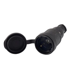 Розетка (гніздо) штепсельна з кришкою каучук с/с IP44 16A ЧЕРНА (BLACK) ARCTIC (17942) ТМ LUMANO