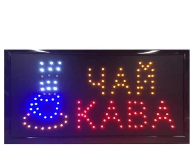 Рекламная светодиодная вывеска на украинском языке от сети 220V "Чай Кава" 48х25 см