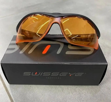 Баллистические очки Swiss Eye Lancer с оранжевым стеклом черные (241695)