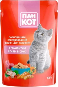 Влажный корм Пан Кот для котят с ягненком 100г*24шт