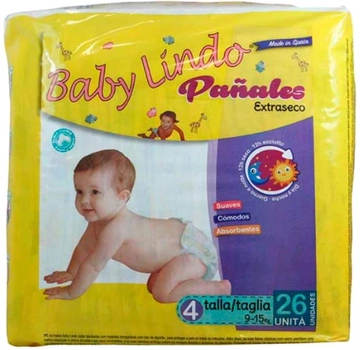 Підгузки Baby Lindo Extraseco розмір 4 9 - 15 кг 26 шт (8436570140440)