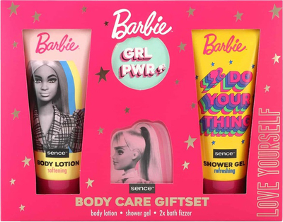 Zestaw do kąpieli Sence Beauty Barbie żel do kąpieli 150 ml + kula do kąpieli 60 g + kula do kąpieli 60 g + balsam do ciała 150 ml (8720701032156)