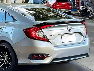 Спойлер багажника Honda Civic со стоп сигналом 2016- ABS пластик, черный глянец для Honda Civic 2016-2020 (8419)