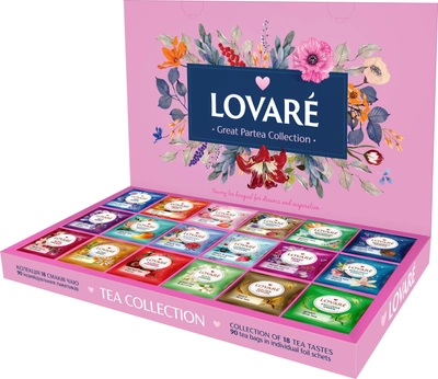 Колекція чаю Lovare Great Partea Collection Асорті 18 видів по 5 шт (4820198872878)