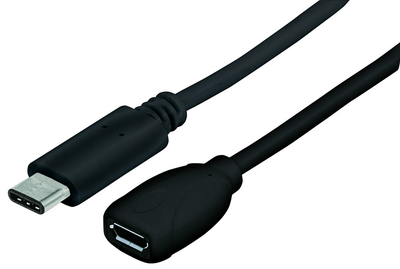 Кабель Manhattan USB 2.0 Micro-B(F) / Type-C(M) 0.15 м Чорний (766623353335)