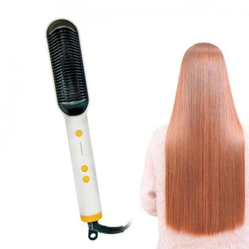 Гребінець для випрямлення волосся Hair Straightener HQT-909 білий з турмаліновим покриттям