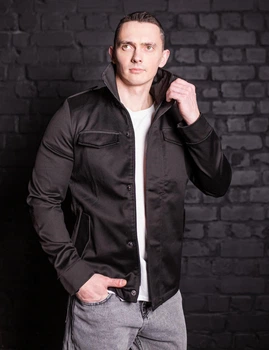 Чоловіча куртка чорна приталена R.A. 1315-XL