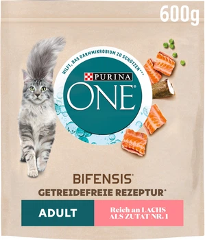Сухой корм беззерновой для взрослых кошек Purina One Grain Free комплекс Bifensis с лососем 600 г (8445290455277)