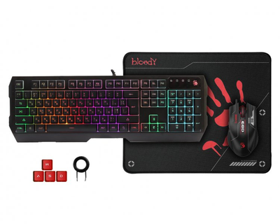 Комплект A4Tech Bloody B1700 (Black) игровой, клавиатура, мышь, коврик USB
