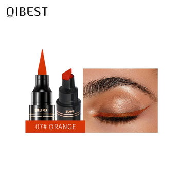 Водостойкая двухсторонняя подводка для глаз со штампом Dual Stamp Qibest #07 оранжевый