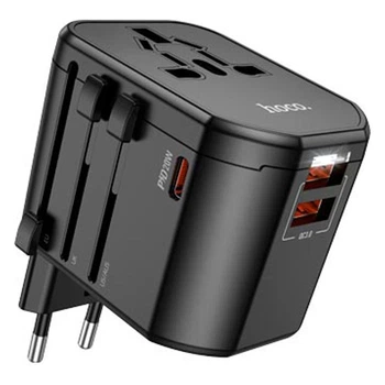 Перехідник для розеток HOCO Walker three-port PD20W Universal conversion charger AC15 | 2USB/Type-C| Чорний