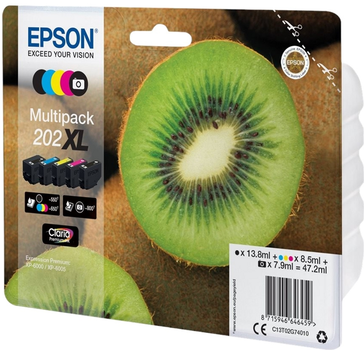 Zestaw tuszy Epson 202XL Black/Photo Black/Cyan/Magenta/Yellow (C13T02G74010)