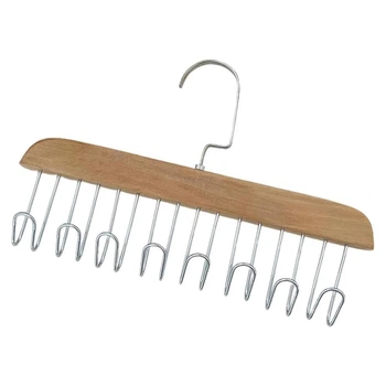 Багатофункціональна дерев'яна вішалка з 8 гачками Multi Hook Wooden бежевий