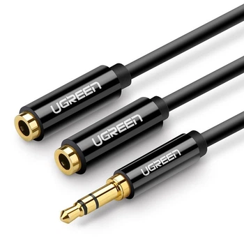 Кабель сплиттер разветвитель UGREEN mini jack 3.5mm Male to 2 Female Audio Cable (20cm). Black