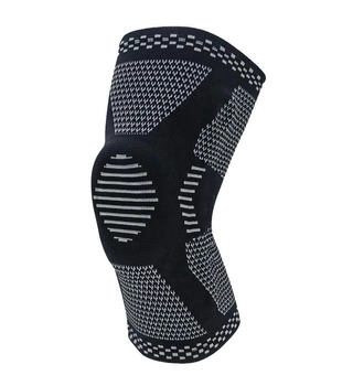 Наколінник спортивний бандаж на коліно ортез еластичний фіксатор коліна підсилений зі вставками та силіконовим кільцем Natursport NSP011 Чорно-сірий L (1 шт)