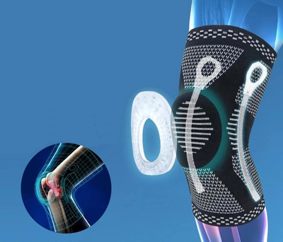 Наколенник спортивный бандаж на колено ортез эластичный фиксатор колена усиленный со вставками и силиконовым кольцом Natursport NSP011 Черно-серый L (1 шт)