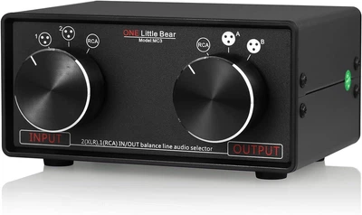 Стереоконвертер Nobsound MC3 Little Bear 3 in 3 Out пасивний передпідсилювач XLR для RCA Audio Switch Black