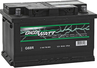 Аккумулятор автомобильный 68Ач 570А "+" справа GIGAWATT, GW 0185756803, /