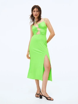 Платье миди летнее женское H&M 061077222 L Салатовое (6666000295316)