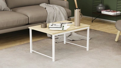 Стіл журнальний приставний Террі Комбо Ferrum-decor 345x662x440 Білий метал ДСП Дуб Сонома 16 мм (TERRIK011)