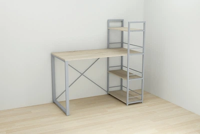 Письменный стол Ferrum-decor Серии Конект c этажеркой 75x120x60 серый ДСП Дуб Сонома 16мм (XK00196)