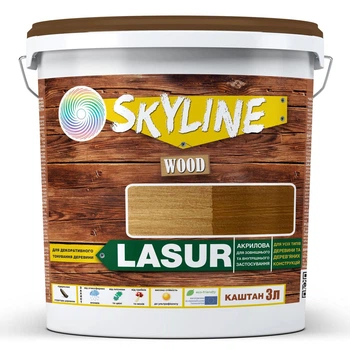 Лазур декоративно-захисна для обробки дерева LASUR Wood SkyLine Каштан 3 л