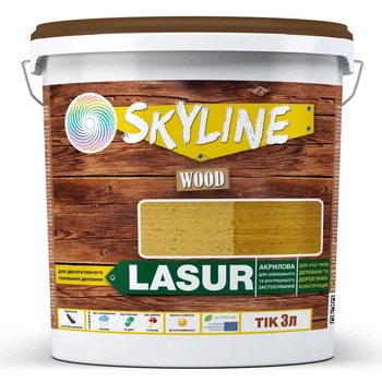 Лазурь декоративно-защитная для обработки дерева LASUR Wood SkyLine Тик 3л