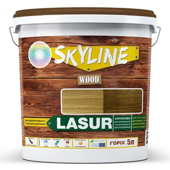 Лазурь декоративно-защитная для обработки дерева LASUR Wood SkyLine Орех 5л