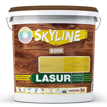 Лазур декоративна захисна для дерева LASUR Wood SkyLine Сосна 5 л УФ віск від грибка 10 років
