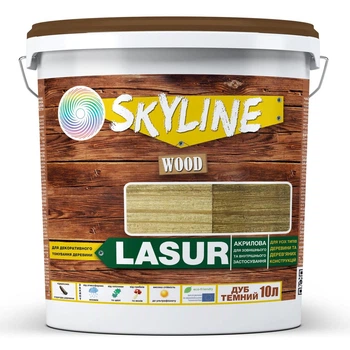 Лазур декоративно-захисна для обробки дерева LASUR Wood SkyLine Дуб темний 10 л