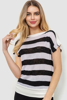 Кофта женская в полоску, цвет черно-белый, 244R0262, AGER, размер L-XL