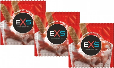 Презервативи EXS Strawberry Sundae зі смаком та запахом полуничного морозива 3 шт (ROZ6400230185)