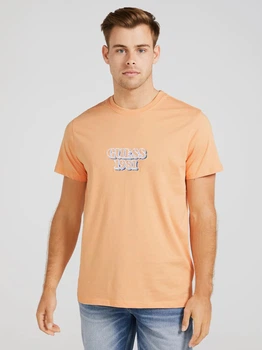 Футболка хлопковая длинная мужская Guess 676664312 2XL Оранжевая (1159791701)