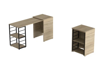 Стіл-тумба трансформер Смарт 2/1 Ferrum-decor 750x1450x500 Чорний метал ДСП Дуб Сонома 16 мм (SMART203)