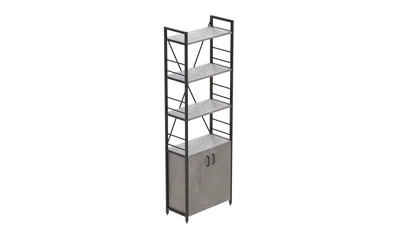 Этажерка 4/60 Ferrum-decor Серии Конект с тумбой 179x60x28 Черный ДСП Бетон (FD1069)