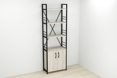 Етажерка 4/60 Ferrum-decor Серії Конект з тумбою 179x60x28 Чорний ДСП Сонома (FD1066)