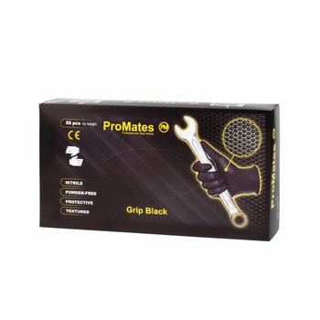 Рукавички нітрилові міцні ProMates Grip Black M Чорні 50 шт (00-00000183)