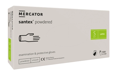 Рукавички латексні Mercator Medical Santex Powdered S Кремові 100 шт (00-00000009)