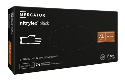 Рукавички нітрилові Mercator Medical Nitrylex Black XL Чорні 100 шт (00-00000065)