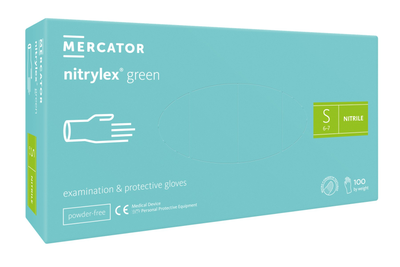 Рукавички нітрилові Mercator Medical Nitrylex Green S М'ятні 100 шт (00-00000111)