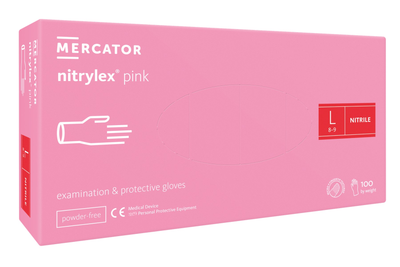 Рукавички нітрилові Mercator Medical Nitrylex Pink L Рожеві 100 шт (00-00000041)