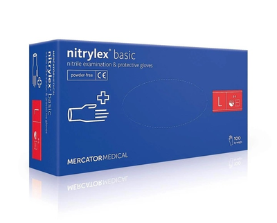 Рукавички нітрилові Mercator Medical Nitrylex Basic L Сині 100 шт (00-00000032)