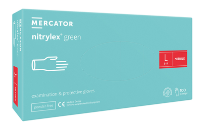 Рукавички нітрилові Mercator Medical Nitrylex Green L М'ятні 100 шт (00-00000064)