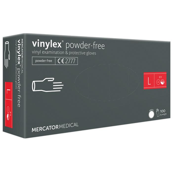 Рукавички вінілові Mercator Medical Vinylex Powder-Free L Прозорі 100 шт (00-00000063)