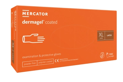 Рукавички латексні Mercator Medical Dermagel Coated XL Білі 100 шт (00-00000139)